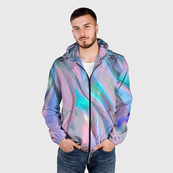 Ветровка с капюшоном мужская Атласный шёлк, цвет: 3D-черный — фото 2