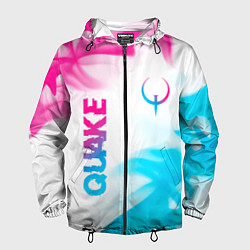 Ветровка с капюшоном мужская Quake neon gradient style: надпись, символ, цвет: 3D-черный