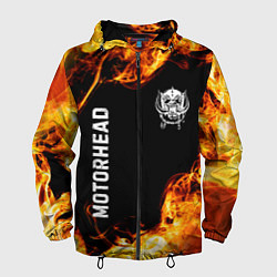 Ветровка с капюшоном мужская Motorhead и пылающий огонь, цвет: 3D-черный