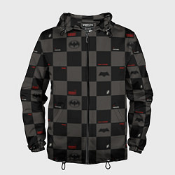 Ветровка с капюшоном мужская Flash and Batman pattern squares, цвет: 3D-черный