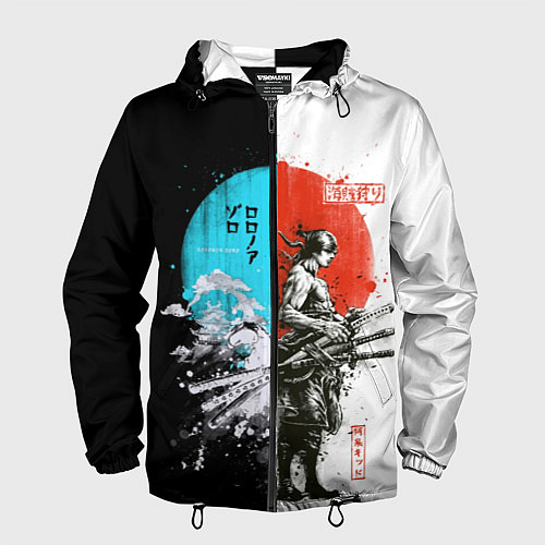 Мужская ветровка Зоро в инверсии - One Piece / 3D-Черный – фото 1