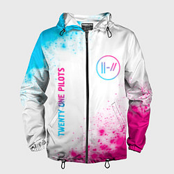 Ветровка с капюшоном мужская Twenty One Pilots neon gradient style: надпись, си, цвет: 3D-черный