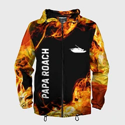 Ветровка с капюшоном мужская Papa Roach и пылающий огонь, цвет: 3D-черный
