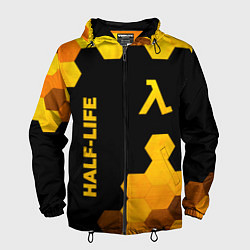 Ветровка с капюшоном мужская Half-Life - gold gradient: надпись, символ, цвет: 3D-черный