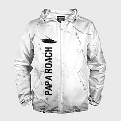 Ветровка с капюшоном мужская Papa Roach glitch на светлом фоне: по-вертикали, цвет: 3D-белый