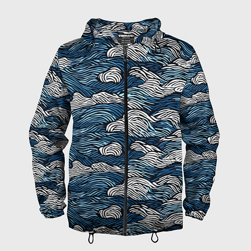 Мужская ветровка Морские волны паттерн / 3D-Черный – фото 1