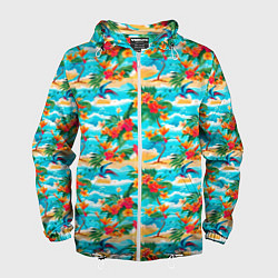 Мужская ветровка Гавайский стиль море и цветы