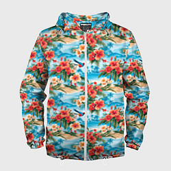 Мужская ветровка Гавайский стиль летние цветы