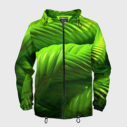 Ветровка с капюшоном мужская Объемный зеленый канат, цвет: 3D-черный
