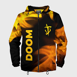 Ветровка с капюшоном мужская Doom - gold gradient: надпись, символ, цвет: 3D-черный