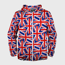 Ветровка с капюшоном мужская Флаги Великобритании, цвет: 3D-белый