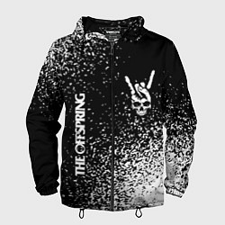 Ветровка с капюшоном мужская The Offspring и рок символ на темном фоне, цвет: 3D-черный