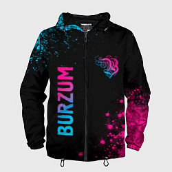 Ветровка с капюшоном мужская Burzum - neon gradient: надпись, символ, цвет: 3D-черный