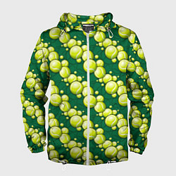 Ветровка с капюшоном мужская Большой теннис - мячики, цвет: 3D-белый