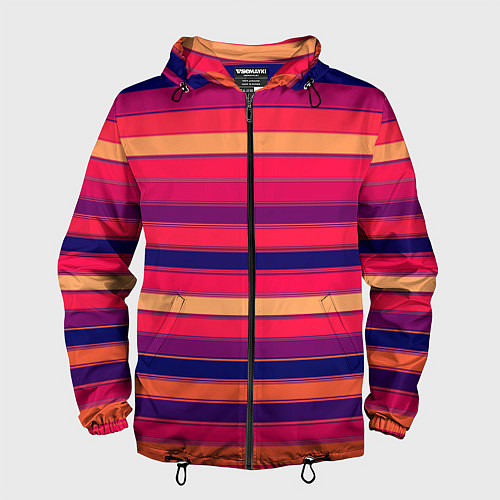 Мужская ветровка Полосатый ярко-красный / 3D-Черный – фото 1