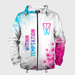 Ветровка с капюшоном мужская Within Temptation neon gradient style: надпись, си, цвет: 3D-черный