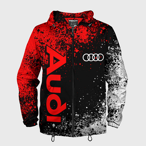 Мужская ветровка Ауди - красный и белый / 3D-Черный – фото 1