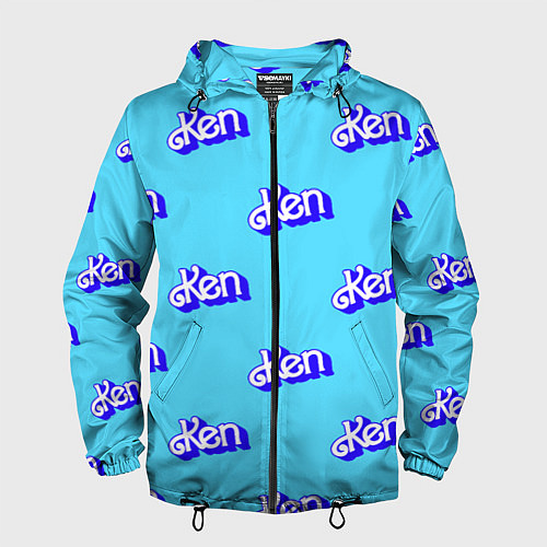 Мужская ветровка Синий логотип Кен - паттерн / 3D-Черный – фото 1