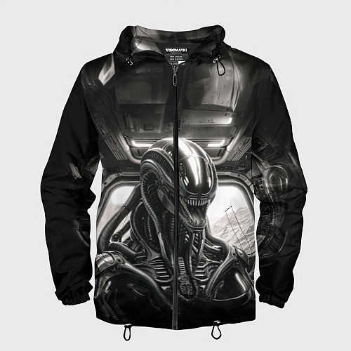 Мужская ветровка Ксеноморф в каюте космического корабля / 3D-Черный – фото 1
