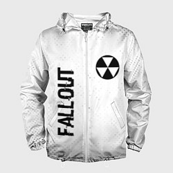 Ветровка с капюшоном мужская Fallout glitch на светлом фоне: надпись, символ, цвет: 3D-белый