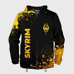 Ветровка с капюшоном мужская Skyrim - gold gradient: надпись, символ, цвет: 3D-черный