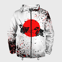 Ветровка с капюшоном мужская Два самурая, цвет: 3D-черный