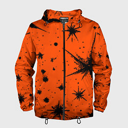 Ветровка с капюшоном мужская Огненный оранжевый абстракция, цвет: 3D-черный