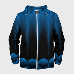 Ветровка с капюшоном мужская Сине-черный градиент в полоску, цвет: 3D-белый