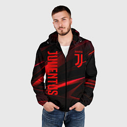Ветровка с капюшоном мужская Juventus black red logo, цвет: 3D-черный — фото 2