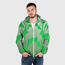 Ветровка с капюшоном мужская Растительный паттерн, цвет: 3D-белый — фото 2