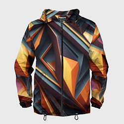 Ветровка с капюшоном мужская Разноцветная 3D геометрия узоров метавселенной, цвет: 3D-черный