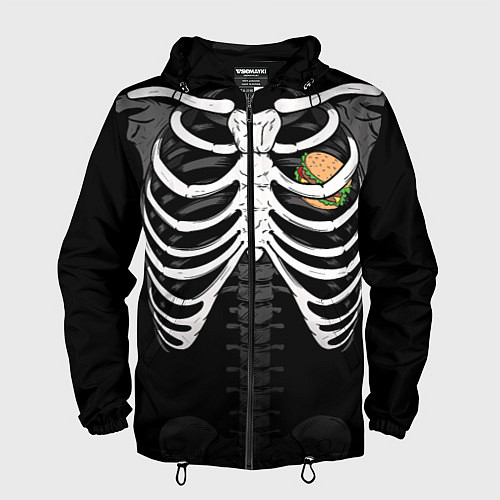Мужская ветровка Скелет: ребра и бургер / 3D-Черный – фото 1