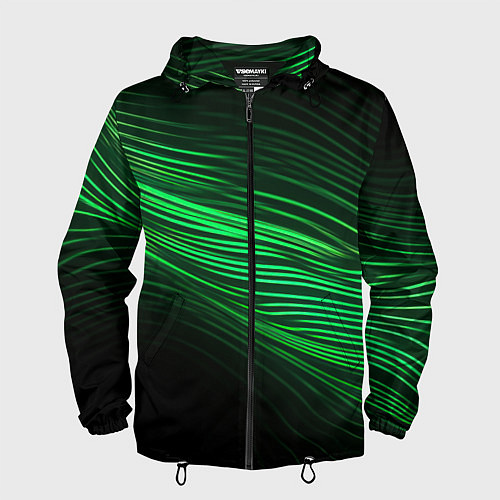 Мужская ветровка Green neon lines / 3D-Черный – фото 1