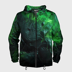 Ветровка с капюшоном мужская Зеленая объемная текстура, цвет: 3D-черный