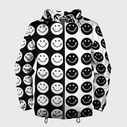 Ветровка с капюшоном мужская Smiley black and white, цвет: 3D-черный