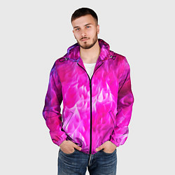 Ветровка с капюшоном мужская Pink texture, цвет: 3D-черный — фото 2