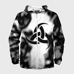 Ветровка с капюшоном мужская Скандинавский узор душа, цвет: 3D-белый