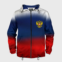 Ветровка с капюшоном мужская Символика России герб, цвет: 3D-черный
