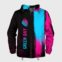Ветровка с капюшоном мужская Green Day - neon gradient: по-вертикали, цвет: 3D-черный