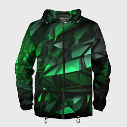 Ветровка с капюшоном мужская Green abstract, цвет: 3D-черный