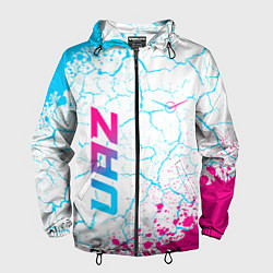 Ветровка с капюшоном мужская UAZ neon gradient style вертикально, цвет: 3D-черный