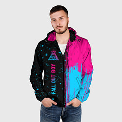 Ветровка с капюшоном мужская Fall Out Boy - neon gradient по-вертикали, цвет: 3D-черный — фото 2