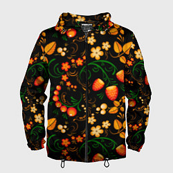 Мужская ветровка Хохлома - цветы и ягоды