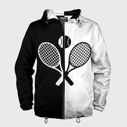 Мужская ветровка Теннис - чёрно белое / 3D-Черный – фото 1