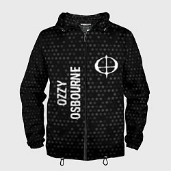 Ветровка с капюшоном мужская Ozzy Osbourne glitch на темном фоне вертикально, цвет: 3D-черный