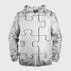 Ветровка с капюшоном мужская Детальки пазла, цвет: 3D-белый