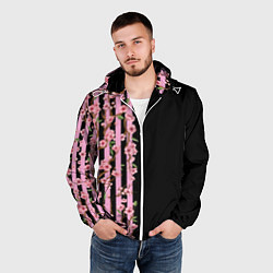 Ветровка с капюшоном мужская Сакура и полосы, цвет: 3D-белый — фото 2
