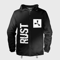 Ветровка с капюшоном мужская Rust glitch на темном фоне вертикально, цвет: 3D-черный