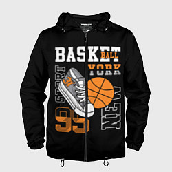 Ветровка с капюшоном мужская Basketball New York, цвет: 3D-черный