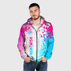 Ветровка с капюшоном мужская Nightwish neon gradient style по-вертикали, цвет: 3D-черный — фото 2